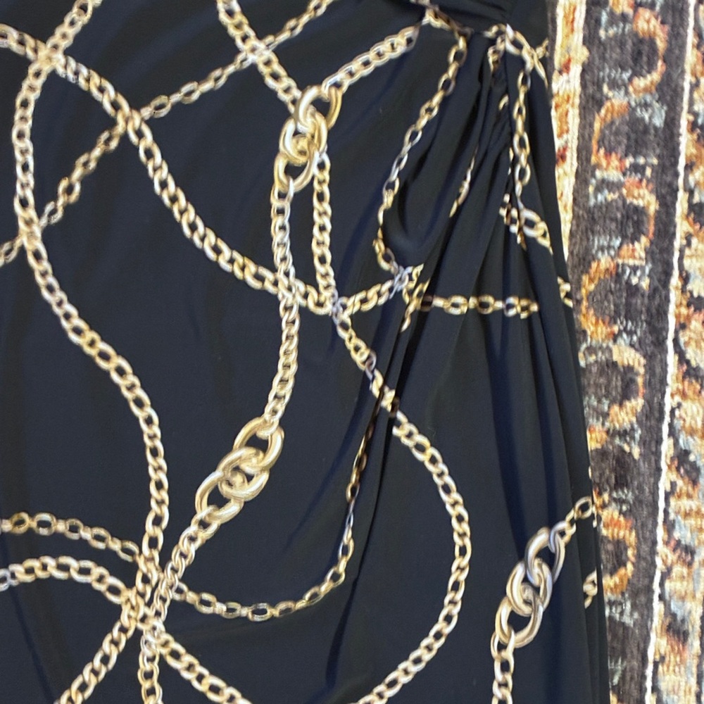 Ralph Lauren Equestrian Chain Print Black Faux Wrap Dress Size 8 - Picture 3 of 7